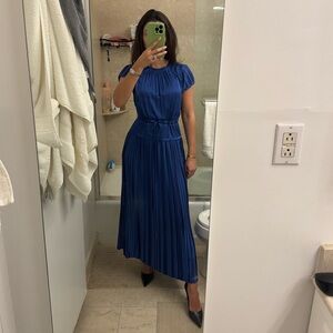 NWT Rebecca Taylor Pleated Sleeve Dress Cobalt Blue Size XS